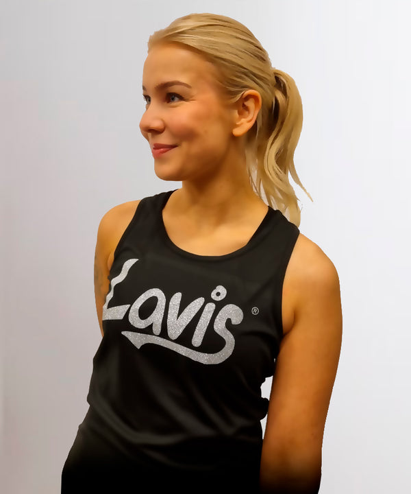 Tjejtopp Svart med glittertryck